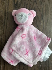 Cribmates Pink Baby Lovey XO Security Blanket White Crib Mates X’s O’s Cat Bear