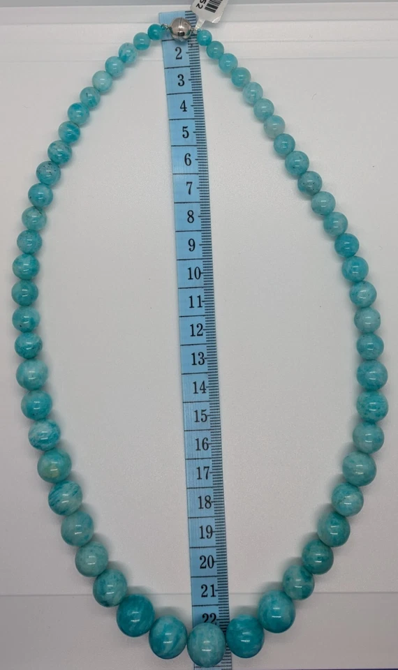 327cts AAA Peruvian Amazonite Necklace wRhodium Overlay Sterling Silver Magnet - Image 3 of 4