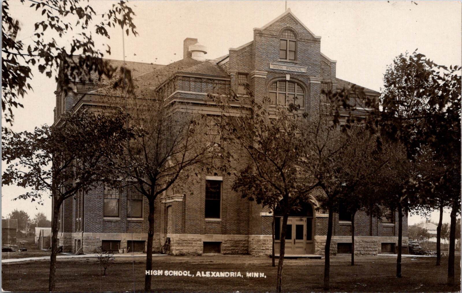 Alexandria Minnesota View of High School c.1904-1918 Vintage RPPC Postcard 23506