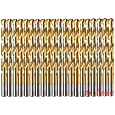 Drillforce 20PCS 1/16''-1/2'' Titanium Drill Bits Set HSS Jobber Twist Drill Bit