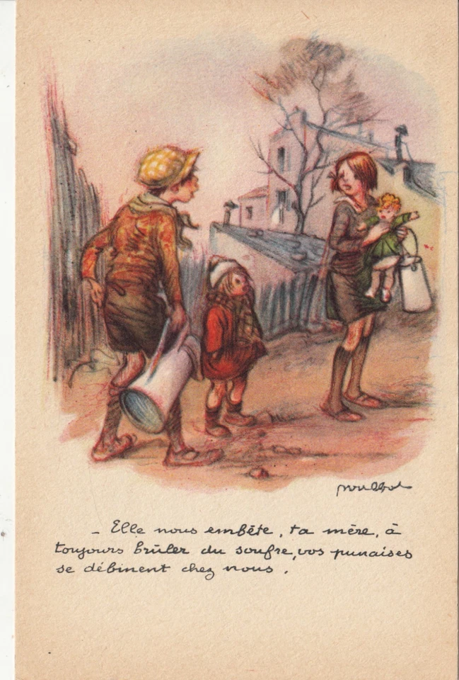 Carte postale POULBOT ligue nationale contre le taudis elle nous embête ta mère - Photo 1/1