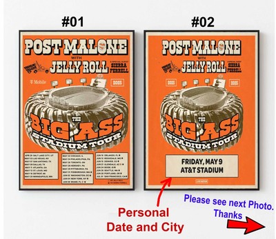 Post Malone and Jelly Roll US 2025 Poster, Custom Date and City