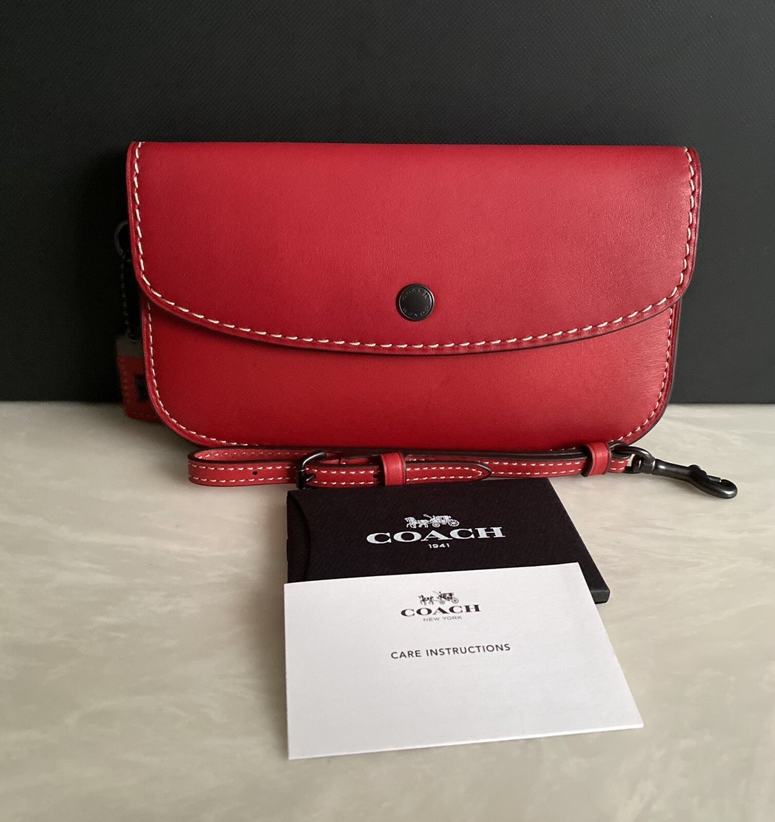 COACH 1941 RED GLOVETANNED LEATHER SNAP CLUTCH BAG 58818 | eBay