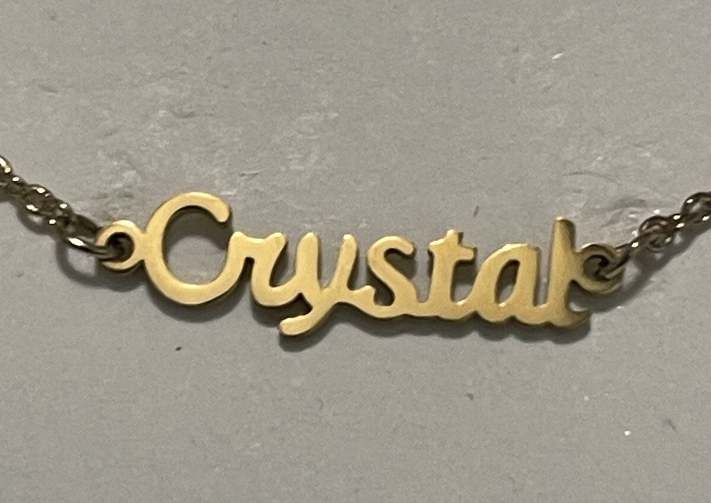 Crystal Adjustable Gold Plated Nickel-Free Stainless Steel Nameplate Chain