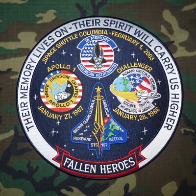 NASA Apollo 1 Space Shuttle Challenger & Columbia Fallen Heroes 12'' Patch