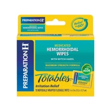Preparation H Totables Irritation Relief Wipes 10 Each