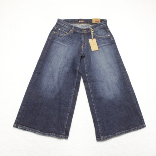 Sweet Vibes Women's Juniors Size 3 Blue Wide Leg Capri Dark Wash Stretch Jeans - Picture 1 of 12