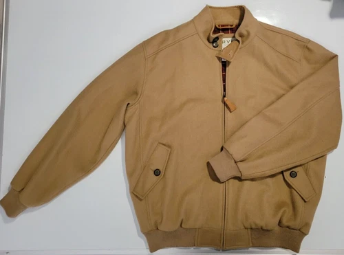 Orvis Bomber Jacket Mens Large Brown Wool Lined Overcoat Insulated Barn Coat