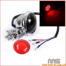 LED Chrome Rear Tail  Stop Light For Harley Cafe Racer Scrambler Chopper Bobber