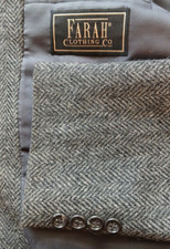Vtg Farah 40R Gray Herringbone Tweed Wool Mens Blazer Suit Jacket Sport Coat