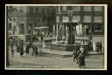 Car Auto real photo postcard RPPC Kobenhavn Springvandet Paa Gl Torv fountain 
