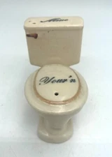 Vintage Ceramic S&P Salt & Pepper Shakers YOUR'S 'N MINE Toilet Base and Tank