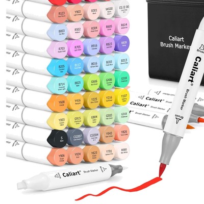 Colorful Dual Tip Art Markers - 51 Alcohol-Based Markers for Drawing & Lettering