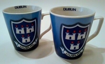 Lot of 2 Dublin Mugs Cups City Coat of Arms Crest, Allied Designed In Ireland