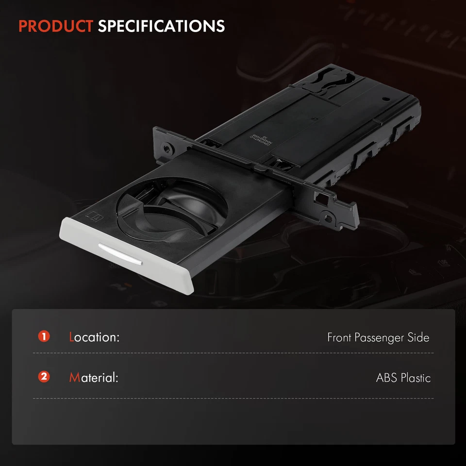 Front Passenger Retractable Cup Holder Insert for BMW 325xi 2006 325i 328i 330i - Image 2 of 4