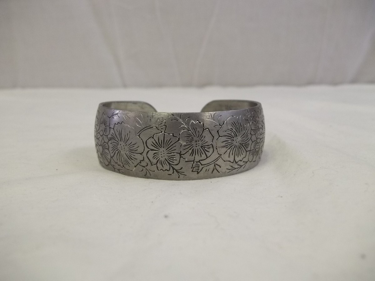 Vintage Leonard Pewter Bolivia Floral Cuff Bracelet Cosmos | eBay