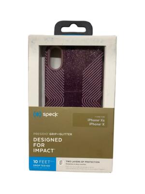 Speck Presidio Grip + Glitter Case For iPhone X and iPhone XS (5.8'') - Purple