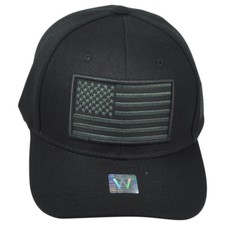 United States USA Flag Patch Black Adjustable Adult American Curved Bill Hat Cap
