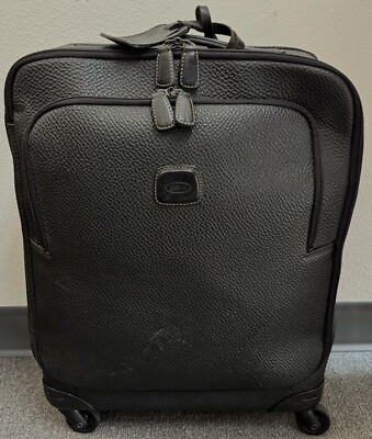 Bric's Magellano 21  Ultra Light Cabin Pebbled Leather Carry-On Luggage, Black