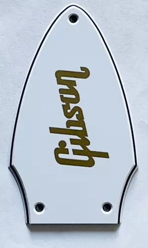 For Gibson Flying V Truss Rod Cover Gold logo Guitar Pickguard,3 Ply White