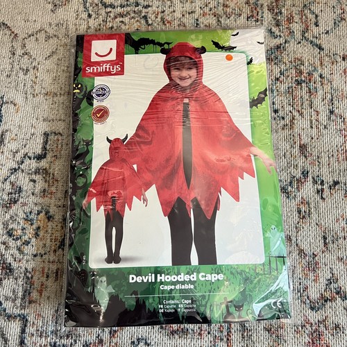 Halloween Hooded Devil Fancy Dress Cape Kids One Size Cloak Red