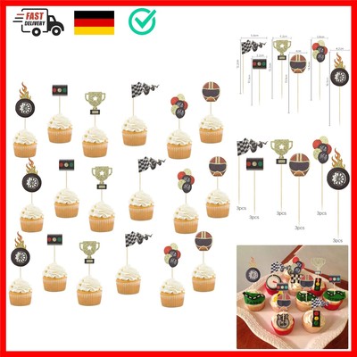 18 Stück Cars Tortendeko, Muffins Deko, Tortendeko Motorrad, Rennwagen Kuchen...