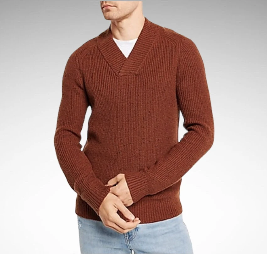 Express Men's Waffle Knit Wool-Blend Shawl Collar Sweater, Size XL | eBay