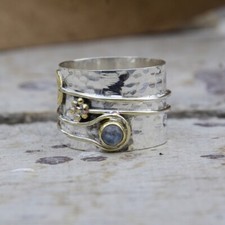 Moonstone Spinner 925 Sterling Silver Ring Valentine Day Jewelry All Size SU-30