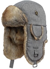 2024 NEW ADULT BARTS KAMIKAZE TRAPPER BOMBER GREY HERR'B FAUX FUR LINED HAT WARM