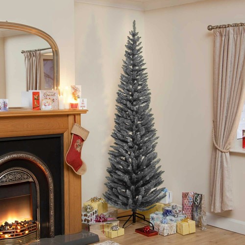 Albero di Natale matita sottile 4 piedi 5 piedi 6 piedi 7 piedi 8 piedi verde grigio bianco nero alberi di Natale - Foto 48 di 78