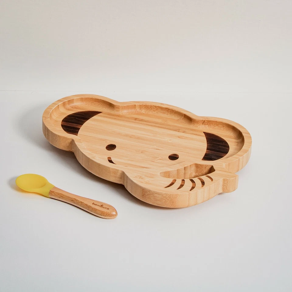 Süßes Baby Elefant Bambus Baby Teller & Löffel Set mit Saugnapf (Karton beschädigt) - Bild 2 von 4
