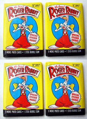 4X TOPPS WHO FRAMED ROGER RABBIT 1987 MOVIE SEALED WAX CARD PACKS NEW ...