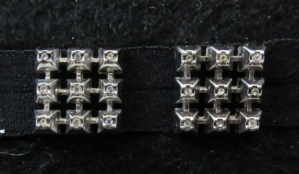 Open Work Designer Square Shaped Clear Rhinestone… - image 1