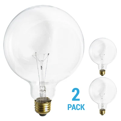 KOR 2 Pack 100G40/CL Clear Globe Bulb 120V 100W G40 Medium E26 Base Dimmable