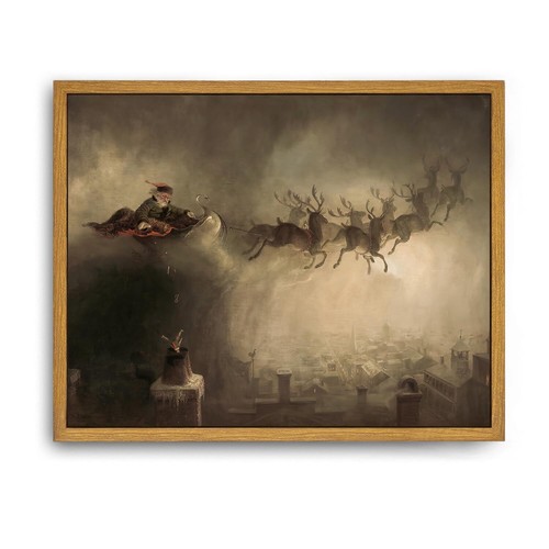 Framed Canvas Wall Art Vintage Print Christmas Santa Claus Paintings