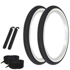 PAIR OF WHITEWALL BICYCLE PRO BMX TIRES W/TUBES LEVERS 20X1.75 INFECTION TREAD