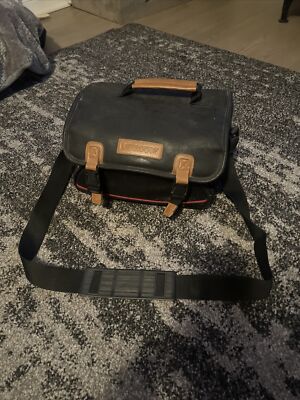 RARE Lenmar Black Leather Padded Camera Bag w/ Shoulder Strap - Great Condition!