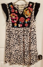 Savanna Jane SMALL Athena Leopard Dress Womens Boho Smock Style Sleeveless