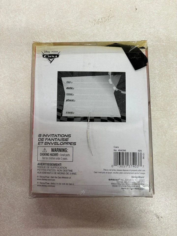 Disney Pixar автомобили «Запустите свои двигатели» новинки приглашения с конвертами 8 ct новый - Изображение 2 из 2