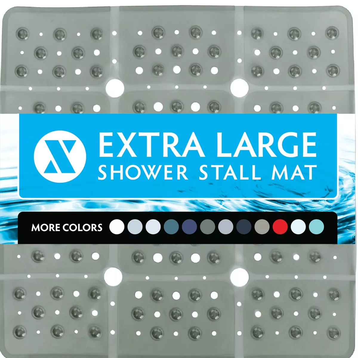 SlipX Solutions 27 inch x 27 inch Extra Large Square Shower Mat, Gray