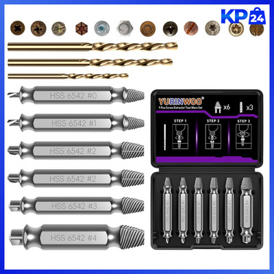 Schraubenausdreher Set 9-teilig HSS 6542 mit Spiralbohrern