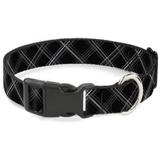 Plastic Clip Collar Plaid X Black/Gray Small 9.5-13"