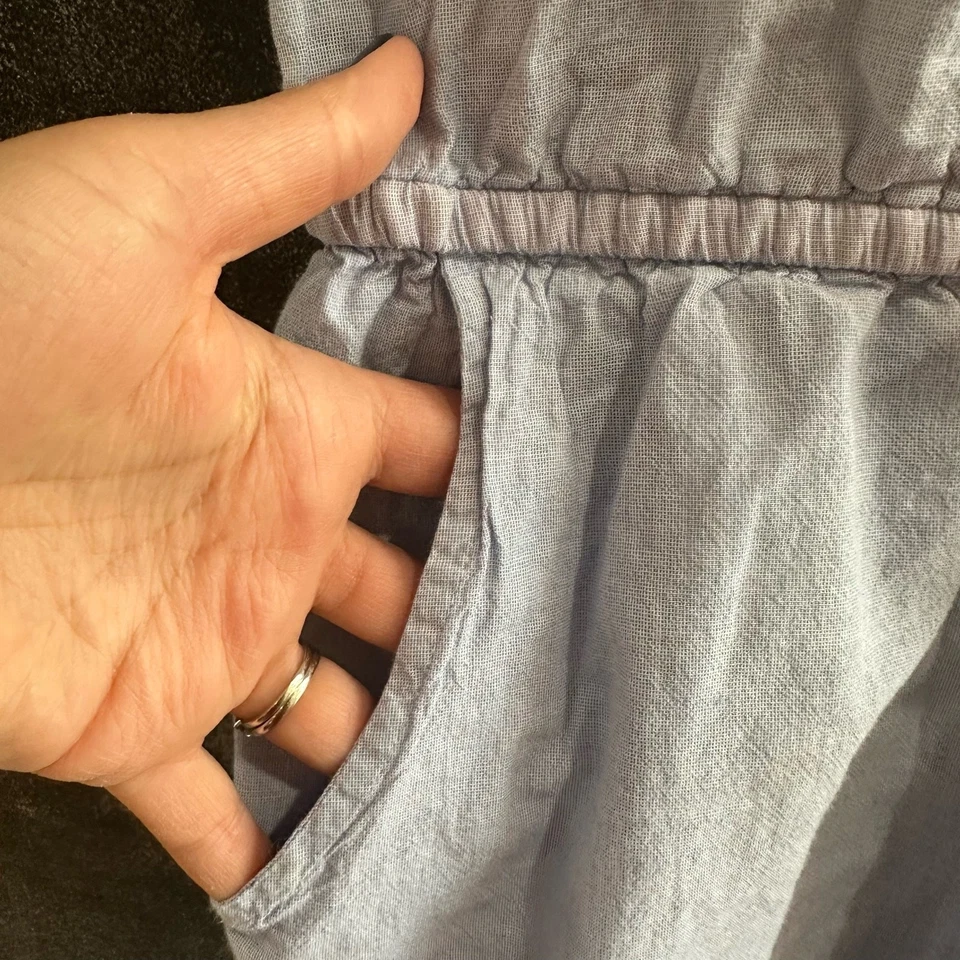 Boden Soft Blue Chambray Romper Stretchy Waist 100% Cotton Size 13-14Y 164cm - Image 3 of 4