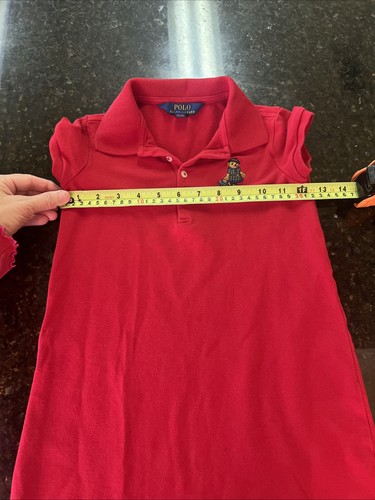 Polo Ralph Lauren Girls Dress Sz 6 Polo Bear Red Preppy School Collar - Picture 5 of 6