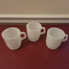 Lot Of 3 Vintage Fire King Ware Anchor Hocking IVORY D Handle Cup Mugs Made USA