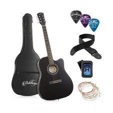 Ashthorpe 41-inch Beginner Cutaway Acoustic Guitar Package Black , Full Size...