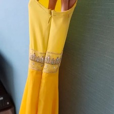 Yellow Dance Costume Sleeveless Dress with Embellishments