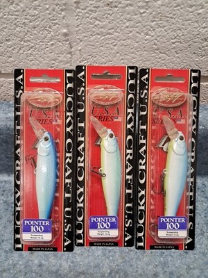 3 LUCKY CRAFT Pointer 100 OGs 5/8oz  100mm Luckycraft Suspending Jerkbait Rare!