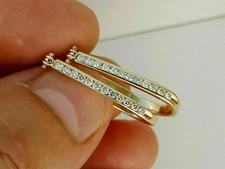 2 Ct Round Cut Simulated Diamond Hoop/Huggie Earrings In 14K Yellow Gold Plated