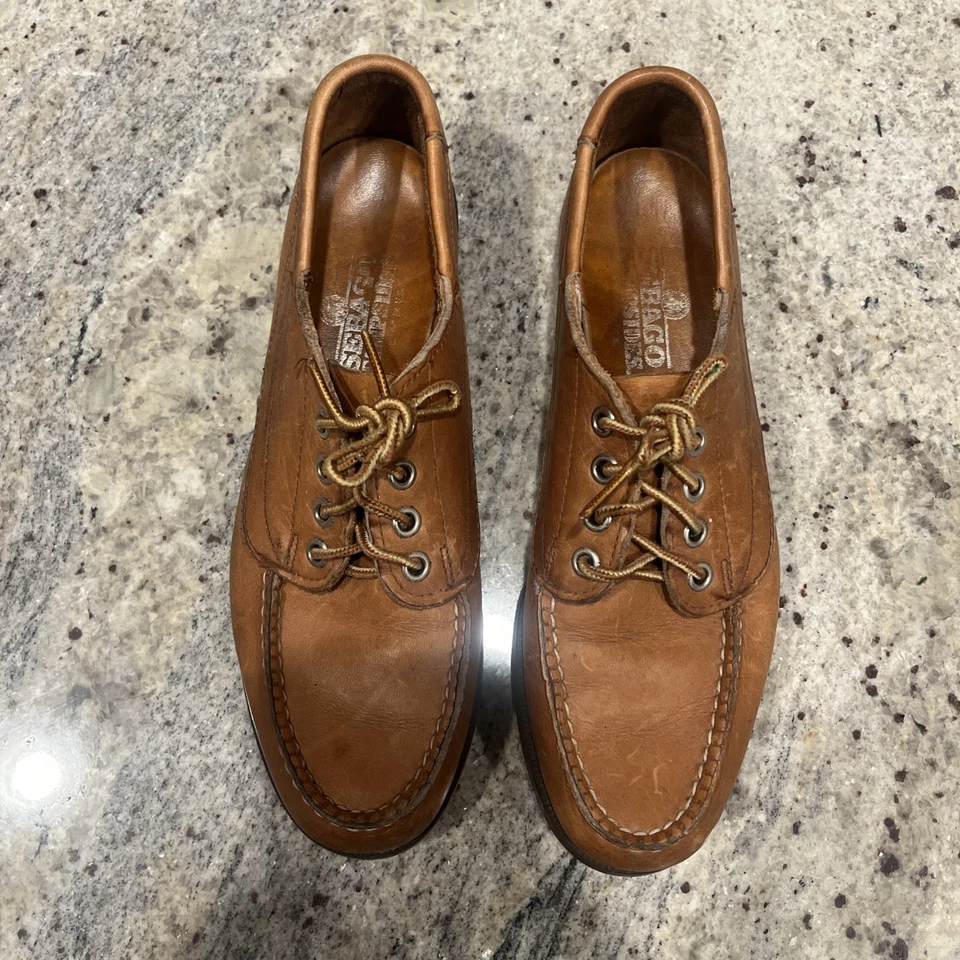 Sebago Campsides Camp Shoes Brown Women 8 M 4 Eye Brown Leather Moc Toe USA Made - Image 4 of 4